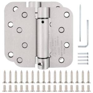 lot 6200 image: 1 Pack Auto Self-Closing Door Hinges SatinBrushed Nickel 4 x 4 Inch Rounded Spring Hinge Heavy Duty Hinges for Exterior Interior Doors Pantry Living Room Office Front Door Hinge Hardware Home Decor