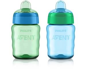 lot 6201 image: Philips AVENT My Easy Sippy Cup with Soft Spout and Spill-Proof Design, BlueGreen, 9oz, 2pk, SCF55325