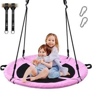 lot 6495 image: Trekassy 700lb 40 Saucer Tree Swing for Kids Adults Outdoor Textilene with 2pcs Tree Hanging Straps-Pink