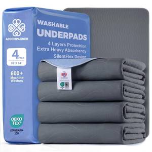 lot 8139 image: Accompagner Waterproof Reusable for Adults and Pets Washable Pee Pads for Dogs Changing Pad Large Dog Bed Size Adults Incontinence Bed Pads - Non-Slip Leak-Proof (Dark Gray, 4Pack-36 x54)