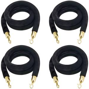 lot 8141 image: JAPCHET 4 Pack 6.5 Feet Velvet Rope, Blue Velvet Stanchion Rope with Silver Polished Hooks, Crowd Control Queue Line Barrier Rope Hanging Ropes for Hotels, Movie Theaters
