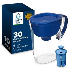 lot 9574 image: Brita Everyday Elite Water Filter Pitcher, Removes 99% of Lead, Includes 1 Filter, 10-Cup Capacity, Blue