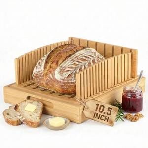 lot 9594 image: Sourdough Bread Slicer for Homemade Bread - 10.5 Extra Wide Premium Bamboo Guide for Large Round Loaves & Artisan Baking - Heavy Duty Stable Mortise-Tenon Structure with Crumb Catcher Tray