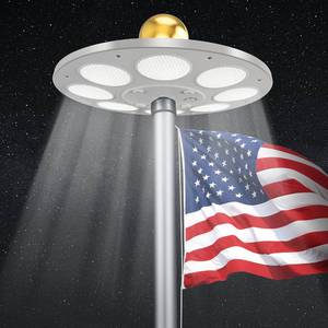 lot 9597 image: PPQ Solar Flagpole LED Light,New 136 LED Long Lifespan Flag Pole Light for 15-25 Ft Poles,Solar Powered Waterproof Lighting on Outdoor Pole Top,10 Hour Dusk to Dawn Auto OnOff