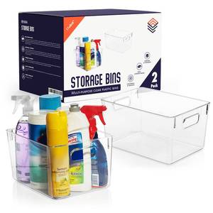 lot 9606 image: ClearSpace Clear Plastic Storage Bins �� Pantry Organizers & Storage Containers, Cabinet Organizer - Home Organization Must Haves for Kitchen, Laundry Room, Office, Closet, Garage & Freezer