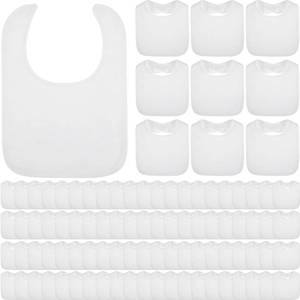 lot 10267 image: Toulite 10 Pcs White Bibs for Baby Washable Reusable Waterproof Cotton Feeder Bibs with Double Sided Design for Baby Shower Activity and Gifts