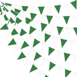 lot 10270 image: 32Ft Green and White Banner Party Decorations Triangle Flag Fabric Banner Cotton Pennant Bunting Garland for Christmas Wedding Birthday Home Nursery Outdoor Garden Masters Golf Party Decoration