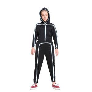 lot 10288 image: Light Up Stick Figure Costume Kids, Led Stick Man Costumes Child Boys Girls, Halloween Glow in Dark Stickman Cosplay Youth(White, 14)