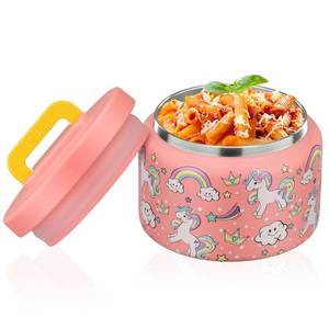 lot 10289 image: PIQUEBAR 8oz Kids Thermo for Hot Food,Small Lunch Thermos Food Container Stainless Steel,Easy Open Wide Mouth Thermo for Hot Cold Food for Preschool Travel (Pink Unicorns)