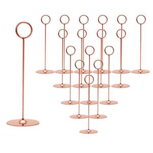lot 10291 image: Urban Deco 16 Pieces Table Card Holder 8 inches Table Number Holders Place Steel Card Holders for Photos, Food Signs, Memo Notes, Weddings, Restaurants, Birthdays (Rosegold)