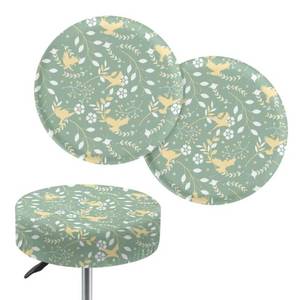 lot 10296 image: Jeiento 2PCS White Floral Stool Covers Round Cute Birds Elastic Bar Stool Seat Protective Cover for Dining Chairs��Round Barstools Non Slip Soft 13-15 Replacement Cover Thanksgiving Home Decoration