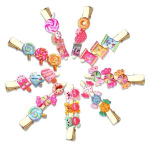 lot 10299 image: 9 PCS Candy Hair Clips Novelty Colorful Lollipop Sweet Candy Bear Ice Cream Donut Hairpin Cute Fun Friendship Alligator Metal Clip Set for Birthday Holiday Party Gift