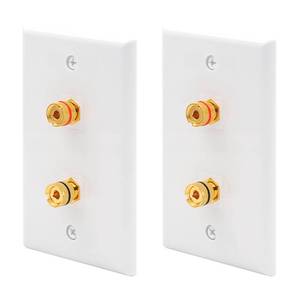 lot 10308 image: VCE UL-Listed Speaker Wall Plate Gold-Plated, 2-Port Keystone Wall Plate with Banana Jack Binding Post Keystone Jack Insert for Speakers, 2 Pack
