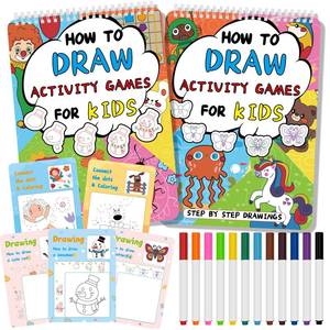 lot 10313 image: Kalysky 2Set Reusable Draw Books for Kids,Activity Book for Kids 3-6 6-8,Dry Erase Travel Games for Kids Ages 4-8,Travel Coloring Kit for Kids,Reusable Scribble Books with Markers