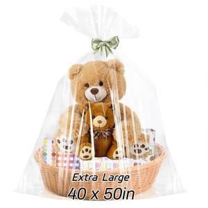 lot 10316 image: woric 6PCS Extra Large Cellophane Gift Bags 40x50 Inch Clear Cellophane Wrap Storage Bags for Gift Baskets Mothers Day Graduation Gifts Decor Baby Bridal Shower Wedding Party Birthday 2.5 Mil Thick