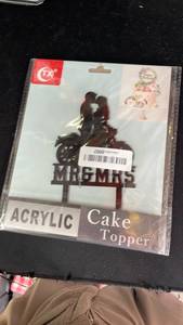 lot 10321 image: Mr & Mrs Motorcycle Couple Acrylic Cake Topper