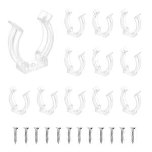 lot 10329 image: MECCANIXITY T8 U Clips Holder Bracket Fluorescent Tube Light Fixture Plastic Pipe Clamps with Screws for LED Bulbs Ceiling Lamp, Clear, Pack of 12
