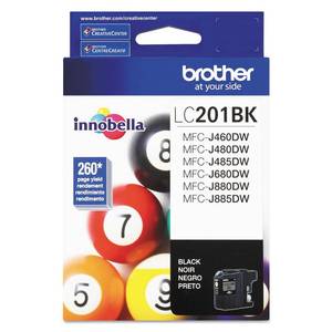 lot 10331 image: Brother Genuine Standard Yield Black Ink Cartridge, LC201BK, Replacement Black Ink, Page Yield Up to 260 Pages, Amazon Dash Replenishment Cartridge, LC201BK