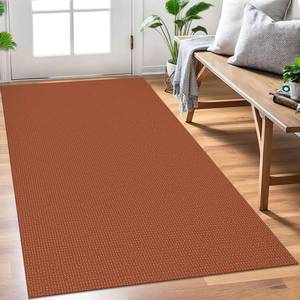 lot 10336 image: EARTHALL Woven Area Rug 3x5 Ft Washable Rugs for Entryway Braided Non Slip Rubber Backed Throw Rugs Door Mat Indoor Outdoor Entrance Cotton Carpet for Kitchen Foyer Front Door, Rustic OrangeTan