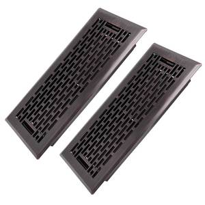 lot 11178 image: Howeall 4x10 Inches 2 Pack Heavy Duty Walkable Floor Register - Easy Adjust Air Supply Lever Decorative Floor Vent Covers - Boston Design Vent Covers for Home - Oil Rubbed Bronze