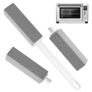 lot 11180 image: 3 Pack Pumice Stone for Cleaning Stove Gas Grates & Top, Extra Long Handle Cleaner Pumice Stone for Oven, with 3 Replacement Heads