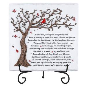 lot 11187 image: A Limb Has Fallen from The Family Tree-Relief Sculpture Sympathy Plaque with Iron Stand- In loving memory for Loss of Loved One Memorial Condolence Bereavement Grief Gifts-Wall Decor Table Decor