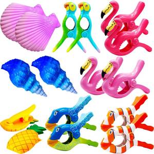 lot 11211 image: Briwooody 16 Pcs Beach Towel Clip Bulk Portable Beach Chair Clips Beach Chair Towel Clips, Towel Clips for Chairs Cute Lounge Chairs Clips for Beach Pool Fence Clothes Quilt Blanket (Bright Style)