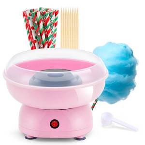lot 11215 image: Cotton Candy Machine for Kids & Family, Mini Pink Vintage Cotton Candy Maker with 40 Sticks & Sugar Scoop, Ideal for Birthday Christmas Party Gifts (Used) (Turns On)