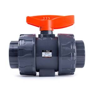 lot 11233 image: HYDROSEAL Kaplan 2���� PVC True Union Ball Valve with Full Port, ASTM F1970, EPDM O-Rings and Reversible PTFE Seats, Rated at 200 PSI 73F, Gray, 2 inch Socket (2 inch)