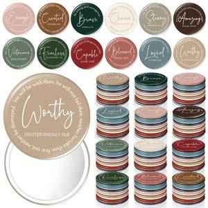lot 12006 image: Geelin 48 Pcs Mothers Day Christian Gifts Bulk Mini Compact Mirrors for Women Bible Verse Scripture Portable Purse Mirrors Religious Gift for Mother Mom History Month Church Party Favor (Warmth)