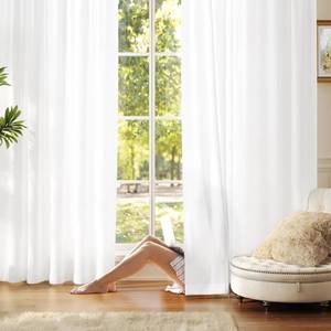 lot 12020 image: Anmao Non-See-Through Bright White Privacy Semi Sheer Curtains for Living Room 63 Inch Length 2 Panels Set, Light Filtering That Let Light in Rod Pocket Window Drapes for Bedroom, 40Wx63L, Pure White