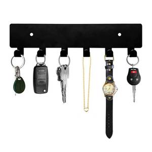 lot 12037 image: GTK Key Holder for Wall, Key Hooks with 6 Hooks, Wall Mounted Key Holder for Hallway, Self Adhesive Key Rack(Black)