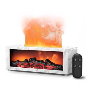 lot 12386 image: TMEHM Fireplace Flame Air Diffuser Humidifier,7 Colors Aromatherapy Essential Oil Diffuser,Ultrasonic with Timer for Home,Bedroom,Office,Yoga (White Marble)