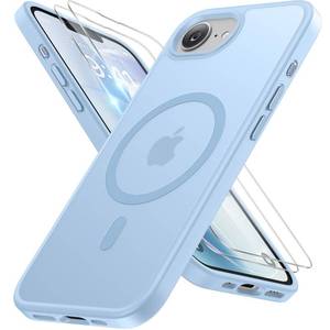 lot 12398 image: Miracase for iPhone 16e case & iPhone 17e Case for MagSafe with 2�9H Screen Protectors TOP Military-Grade Protection Shockproof with Velvet Touch for iPhone 16e17e Phone Case 6.1, Light Blue