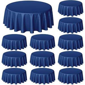 lot 12409 image: Buryeah 12 Pcs 84 Inch Navy Blue Round Plastic Disposable Table Cloth Waterproof Tablecloth Circle Table Covers for Graduation Bridal Wedding Birthday Party Gender Reveal Baby Shower