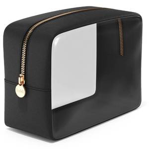 lot 12411 image: Clear Makeup Bag Zipper Pouch, Transparent Cosmetic Case Organizer, TSA Approved Travel Toiletry Case, Travel Accessories Essentials Makeup Tote for Women, Large Cute Make up Bag for Purse - Black