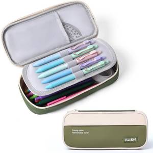 lot 12414 image: Aen Art Pencil Pouch, Big Capacity Waterproof Pencil Case, Sturdy Stationery Pen Bag for Students Teens Adults (Green)