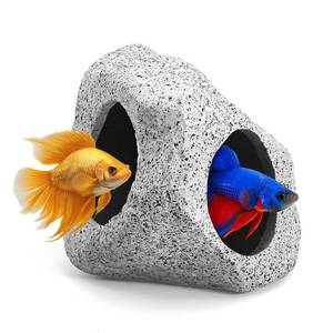 lot 12438 image: Zcblcyj Aquarium Hideaway Rock Cave �� Safe and Non-Toxic Ceramic Fish Tank Decorations, Betta Fish Cave and Aquarium Decor for Small Fish to Rest, Hide, and Play, Perfect Natural Tank Ornament
