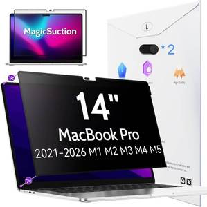 lot 12443 image: Peslv Privacy Screen for MacBook Pro 14 Inch (2021-2026, M1, M2, M3, M4, M5), MagicSuction Removable Anti Spy Black Protector, Glare Blue Light Filter for Mac Laptop Computer