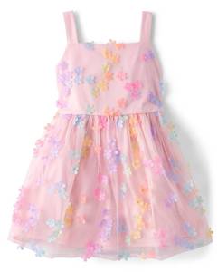 lot 12454 image: The Childrens Place,Girls,Dressy Dress, Short SleeveBright Pink,8