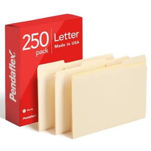 lot 13921 image: Pendaflex File Folders, Letter Size, 13 Cut, Manila, 250 per Box (752250)