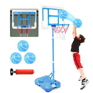 lot 13929 image: Kids Toy Gift for 3 4 5 6 7 8 Years Old, Kids Basketball Hoop Adjustable Height 3.5FT-6.2FT, Mini Basketball Hoop for Boys Girls, Basketball Goal Toys Outdoor Indoor Game Gifts(Blue)