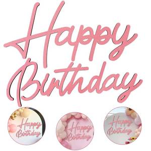 lot 14422 image: MASTRON Happy Birthday Wooden Sign - Rustic Cutout Arch Backdrop Wall Decoration - Glitter Pink