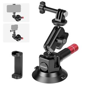 lot 14429 image: Neewer 3 Suction Cup Camera Mount Bracket with Ball Head Magic Arm, 14 ARRI Holes, Quick Release Car Mount with Phone Holder & Action Cam Adapter Compatible with iPhone DJI Insta360, CA104