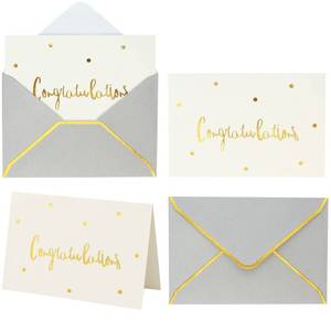 lot 14438 image: Winoo Design Gold and White Congratulations Cards with Envelopes - 36 PK All Occasion Greeting Cards 4x6 Inches for Bridal Shower Graduation New Home Engagement Congrats Card