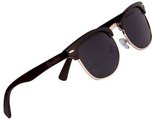 lot 14450 image: Woodies Wood Semi Rimless Sunglasses Polarized Black Lenses for Men & Women - Beach Ebony Wooden Frame - 100% UVA UVB Ray Protection