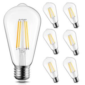 lot 14452 image: Brightown 6 Pack LED Edison Light Bulbs, 6W, Equivalent 60W, High Bright 2700K Warm White,750 Lumens, Non-Dimmable, E26 Base ST58 Antique Filament Bulbs with 80 CRI for Ceiling Fan Bathroom Porch