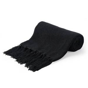 lot 14457 image: Battilo Black Solid Knit Throw Blanket for Couch and Bed, Soft Textured Plush Blanket, Cozy Lightweight Decorative Blanket for Sofa, 50x60