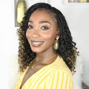 lot 14495 image: Fulcrum Goddess Box Braids Crochet Hair 12 Inch, 9 Packs Box Braids Crochet Hair for Women, Crochet Braids with Curly Ends (12Inch, T27#)