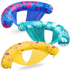 lot 15012 image: Sloosh Inflatable Pool Float Chairs for Adults, 3 Packs Floating Noodle Chair Sling Floaties with Tropical Design for Swimming Pool Water Chair Pool Lounger��GreenYellowBlue��